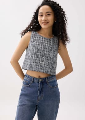 Kaori Tweed Crop Shell Top
