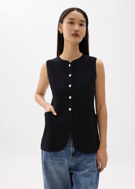 Yui Tailored Long Knit Vest