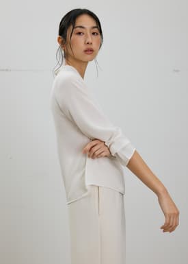 RuchedReady® Ada V-neck Satin Wrap Blouse