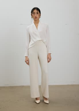 RuchedReady® Ada V-neck Satin Wrap Blouse