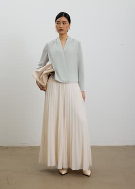 RuchedReady® Ada V-neck Satin Wrap Blouse