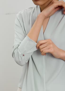 RuchedReady® Ada V-neck Satin Wrap Blouse