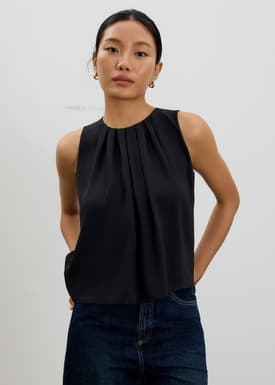 Amy Satin Pleated Top