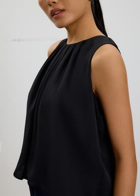 Amy Satin Pleated Top