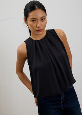 Amy Satin Pleated Top
