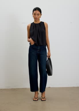 Amy Satin Pleated Top