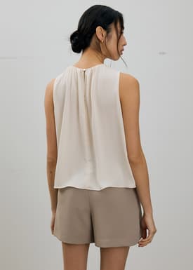 Amy Satin Pleated Top