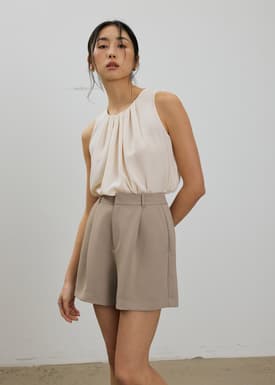 Amy Satin Pleated Top