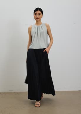 Amy Satin Pleated Top