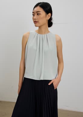 Amy Satin Pleated Top