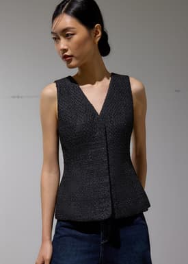 Fumiko Ribbon Tweed Vest Top