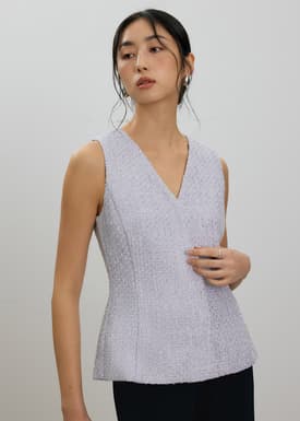 Fumiko Ribbon Tweed Vest Top