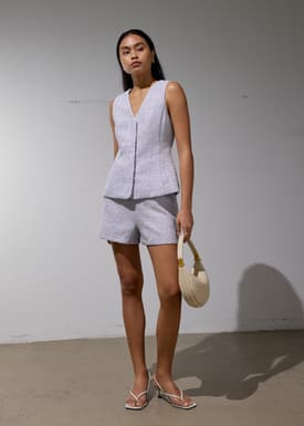 Fumiko Ribbon Tweed Vest Top