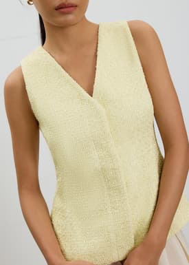 Fumiko Ribbon Tweed Vest Top