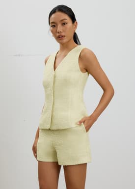 Fumiko Ribbon Tweed Vest Top