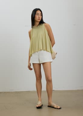 Wei Sunray Pleated Trapeze Shell Top