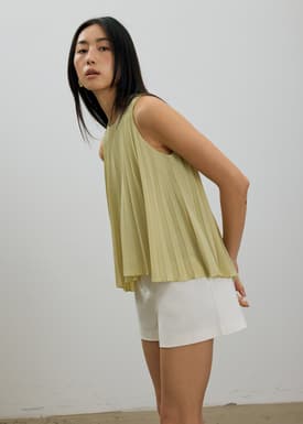 Wei Sunray Pleated Trapeze Shell Top