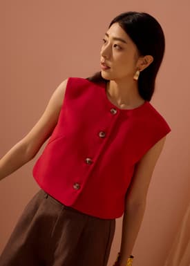 Sammie Boxy Button Down Crop Top