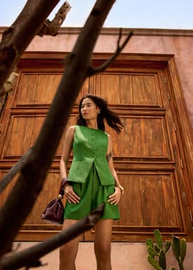 Padma Textured Round Neck Long Vest Top