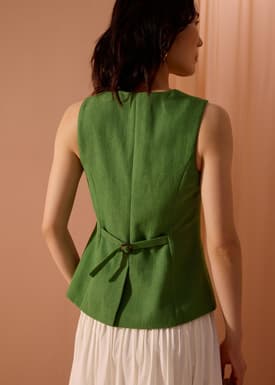 Padma Textured Round Neck Long Vest Top