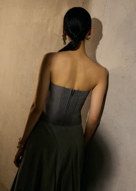 Sarita Asymmetric Pleated Tube Top