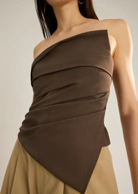 Sarita Asymmetric Pleated Tube Top
