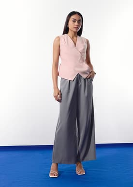 Mae Tailored Pinstripe Cross Over Top