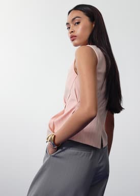 Mae Tailored Pinstripe Cross Over Top