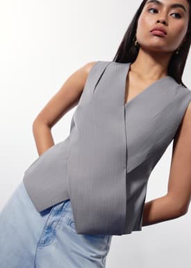 Mae Tailored Pinstripe Cross Over Top