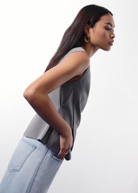 Mae Tailored Pinstripe Cross Over Top