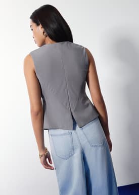 Mae Tailored Pinstripe Cross Over Top