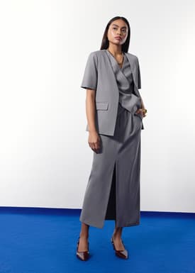 Mae Tailored Pinstripe Cross Over Top