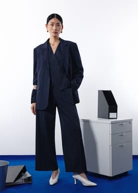 Mae Tailored Pinstripe Cross Over Top