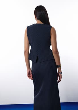 Mae Tailored Pinstripe Cross Over Top