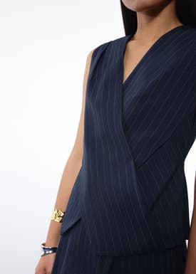 Mae Tailored Pinstripe Cross Over Top