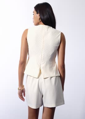 Mae Tailored Pinstripe Cross Over Top