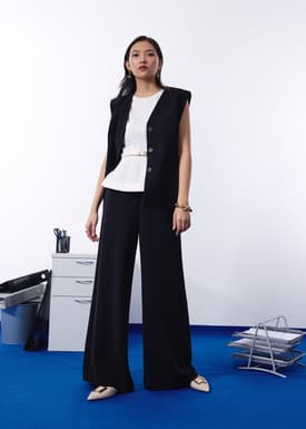 Jiang Belted Panelled Round Neck Peplum Top