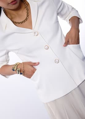 RuchedReady® Ling Collared Cinched Waist Top