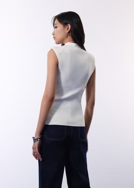 Rae Shoulder Padded Knit Mock Neck Top