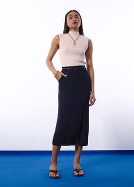 Rae Shoulder Padded Knit Mock Neck Top