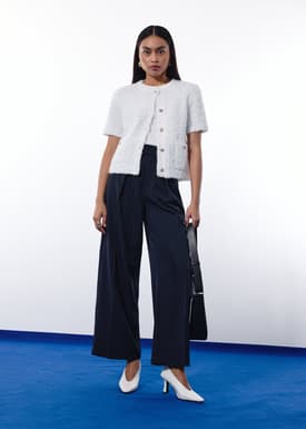 Ella Fuzzy Knit Boxy Button Down Top