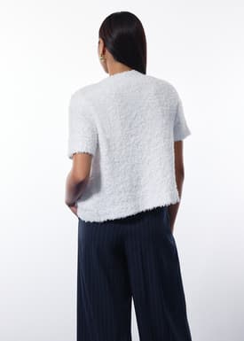 Ella Fuzzy Knit Boxy Button Down Top