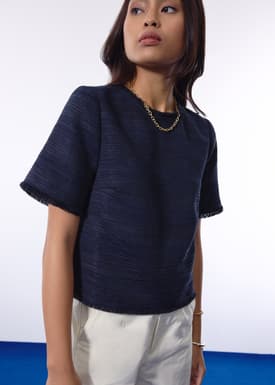 Iori Jacquard Tweed Boxy Shell Top