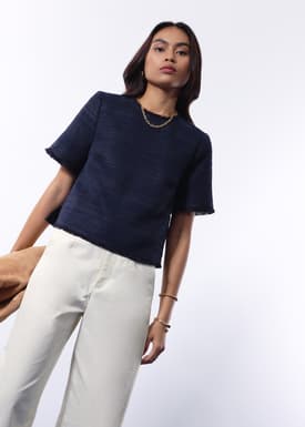 Iori Jacquard Tweed Boxy Shell Top