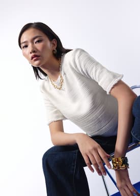 Iori Jacquard Tweed Boxy Shell Top