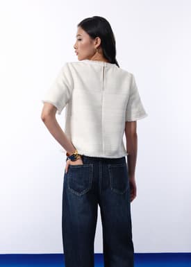 Iori Jacquard Tweed Boxy Shell Top