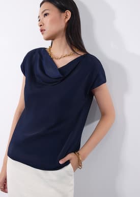 Atisha Multi-way Satin Cowl Neck Top