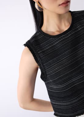 Maxine Jacquard Tweed Sleeveless Boxy Shell Top