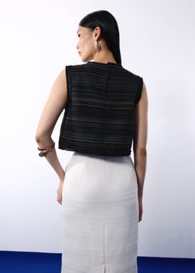 Maxine Jacquard Tweed Sleeveless Boxy Shell Top