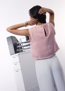 Maxine Jacquard Tweed Sleeveless Boxy Shell Top